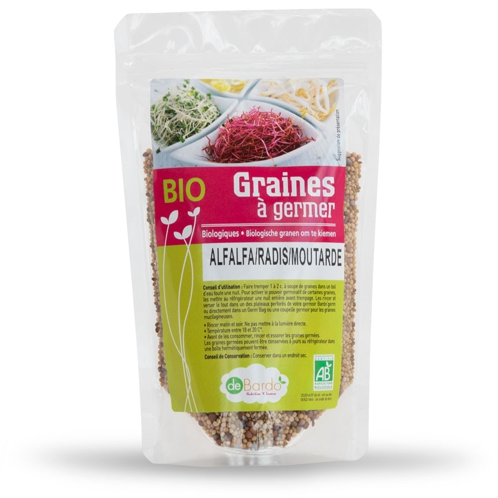 Mélange de Graines Germées Alfalfa Radis blanc Moutarde Bio 200g