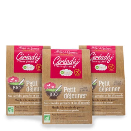 Pack Petit Déj aux Céréales Germées et Lait d’Amande Bio – 3 x 500 g – Debardo