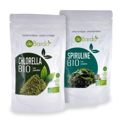 Pack Duo Énergétique – Chlorella et Spiruline en Poudre Bio – Debardo