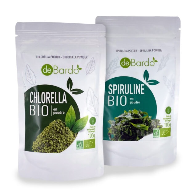 Pack Duo Énergétique – Chlorella et Spiruline en Poudre Bio – Debardo