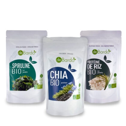 Pack Trio Protéine Sportif – Chia, Acai, Protéine de Riz - Debardo